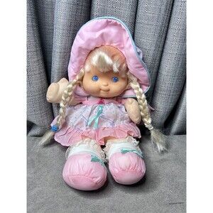 Fisher Price Puffalump Nylon Kids Doll Blonde Blue Eyes Braids Dress 19 Inch